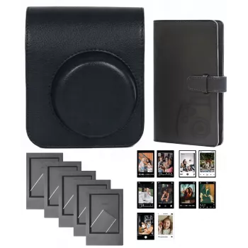 LOVEINSTANT 4-i-1 tillbehörsset för Fujifilm Instax Mini 41 - svart väska, album, ramar & klistermärken