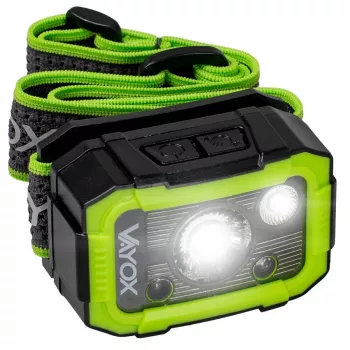 VAYOX VA0187 uppladdningsbar pannlampa, 750 lm, CREE + SMD, rörelsesensor, IP66
