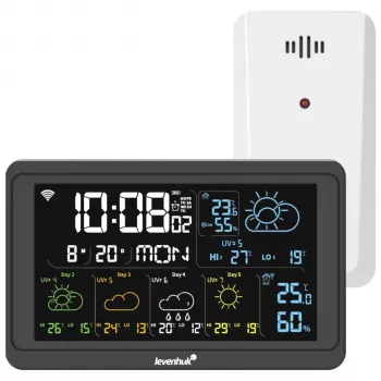 Levenhuk Wezzer PLUS LP80 väderstation med färg-LCD-display, trådlös sensor, svart