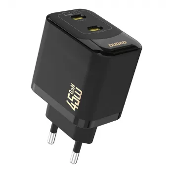 Dudao A28PEU GaN 45W PD 2xUSB-C väggladdare svart