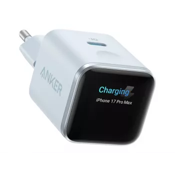 ANKER Nano Charger 45W GaN 1x USB-C ActiveShield 5.0 Touchsensor iPhone Recognition SmartDisplay pastellblå