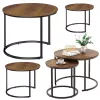 LEAN set med 3-i-1 runda soffbord, vintage, naturträ, 51 cm, 40 cm, 30 cm