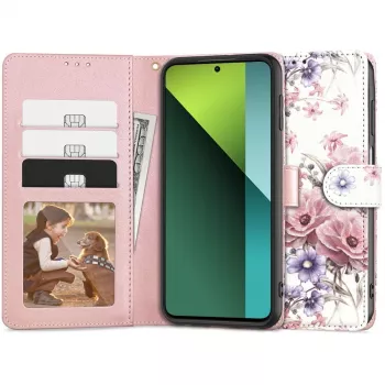 TECH-PROTECT plånboksfodral för Redmi Note 13 Pro 5G / Poco X6 5G med kortfack, floral