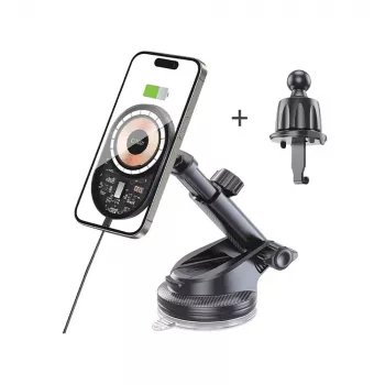 TECH-PROTECT MM15W-V6 magnetisk MagSafe bilhållare för instrumentbräda & ventil med trådlös laddning 15 W svart/inredning