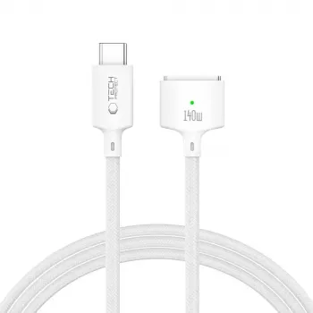 TECH-PROTECT MMC01 UltraBoost Magnetic MacBook-kabel USB-C till MagSafe 3 140W 200 cm vit