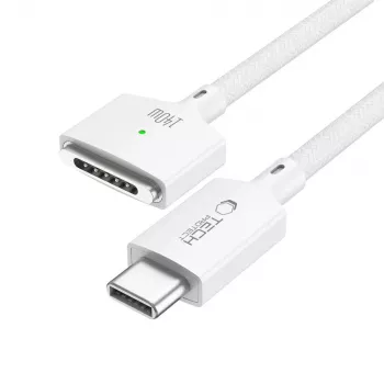 TECH-PROTECT MMC01 UltraBoost Magnetic MacBook-kabel USB-C till MagSafe 3 140W 200 cm vit