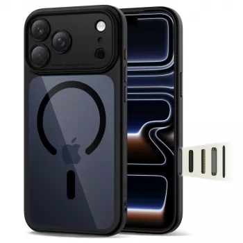 TECH-PROTECT MagPeak MagSafe Hybrid baksideskal för Apple iPhone 17 Pro Max, svart/transparent
