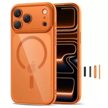 TECH-PROTECT MagPeak MagSafe skal för iPhone 17 Pro Max, Cosmic orange/Clear