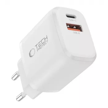 TECH-PROTECT NCA45W-GAN 2-ports nätverksladdare PD 45W / QC3.0 vit