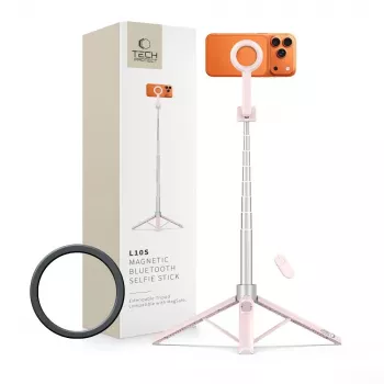 TECH-PROTECT L10S MagSafe Bluetooth selfiestick stativ rosa/grå