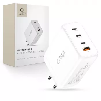 TECH-PROTECT NC200W-GAN 4-ports nätverksladdare PD 200W / QC3.0 vit
