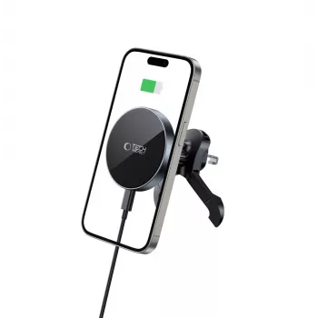 TECH-PROTECT MM15W-V5 magnetisk MagSafe stabil ventilhållare för bil med trådlös laddning 15 W svart/svart