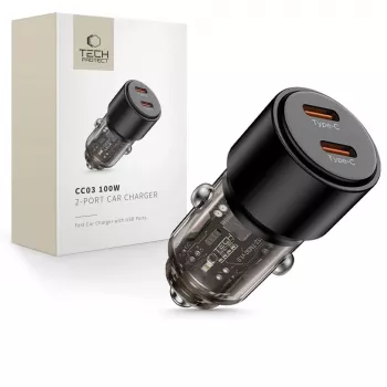 TECH-PROTECT CC03 2-ports billaddare PD 100 W svart