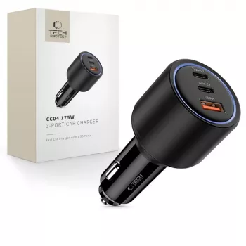 TECH-PROTECT CC04 3-portars bilbatteriladdare PD 175W svart