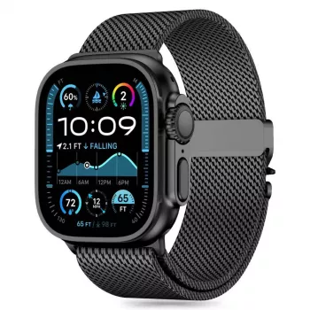 TECH-PROTECT MILANO Apple Watch 8 / 9 / 10 / 11 / SE / Ultra (44 / 45 / 46 / 49 mm) svart rostfritt stål mesh Milanese Loop-armband
