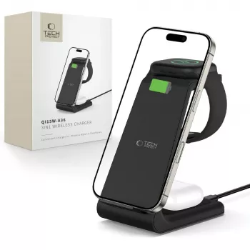 TECH-PROTECT QI15W-A36 3-i-1 trådlös laddare för Apple svart