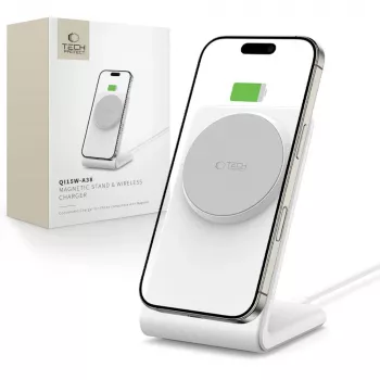 TECH-PROTECT QI15W-A38 magnetisk MagSafe trådlös laddare vit