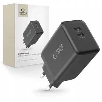 TECH-PROTECT NC45W-GAN 2-ports nätladdare PD 45W svart