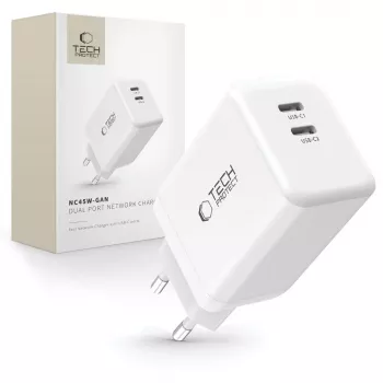 TECH-PROTECT NC45W-GAN 2-ports nätladdare PD 45W vit