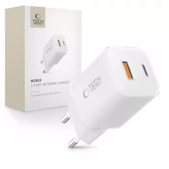 TECH-PROTECT NCM33 2-ports nätladdare PD 33W / QC3.0 vit