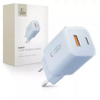 TECH-PROTECT NCM33 2-ports nätladdare PD 33W / QC3.0 babyblå