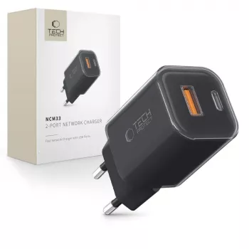 TECH-PROTECT NCM33 2-ports nätladdare PD 33W / QC3.0 svart