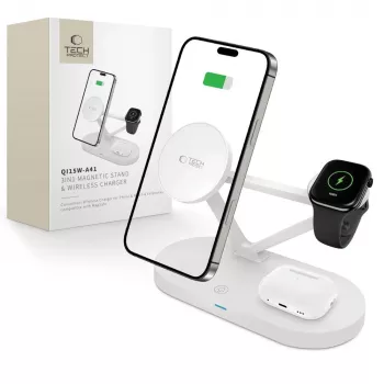 Tech-Protect QI15W-A41 3IN1 MagSafe trådlös laddstation vit