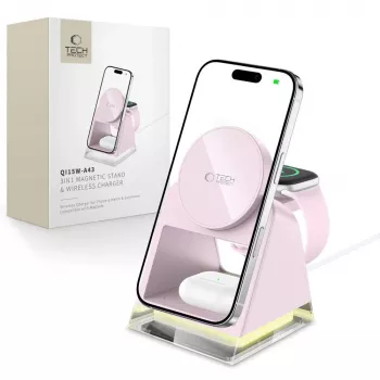 Tech-Protect QI15W-A43 3IN1 MagSafe trådlös laddstation rosa