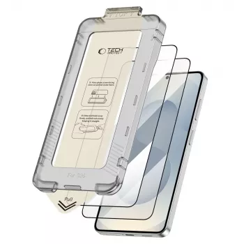 Härdat glasskärmskydd TECH-PROTECT Quick Set+ 2-pack för Samsung Galaxy S26 svart
