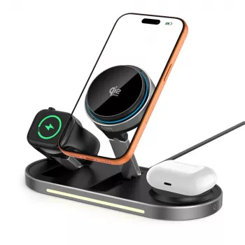 TECH-PROTECT A51 ARCTICBOOST 3in1 magnetisk MagSafe trådlös laddare 25W Qi2.2 svart