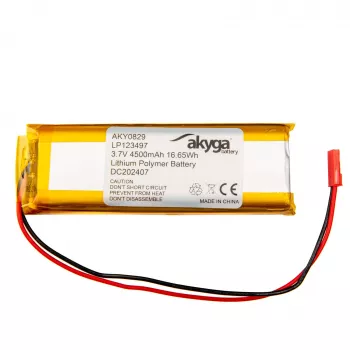 Akyga AKY0829 LP123497 Li-Po-batteri 3,7V 4500mAh med PCM JST 2,54 2-polig 150mm