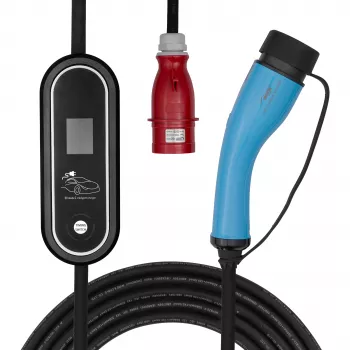 Akyga AK-EC-22 mobil EV-laddare, typ 2, CEE 5-polig kontakt, trefas, 32 A, 22 kW, LCD, 5 m
