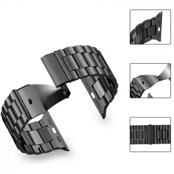 Tech-Protect rostfritt stållänkarmband för Apple Watch 4/5/6/7/8/9/SE/Ultra 1/2 (42/44/45/49 mm) svart