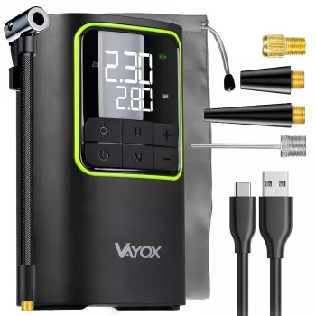 VAYOX VA0409 uppladdningsbar luftpump 4000mAh cylinder 19mm digital däckfyllare