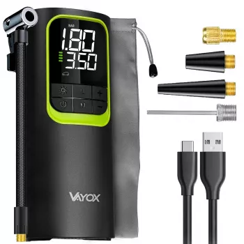 VAYOX VA0410 uppladdningsbar luftpump 8000mAh cylinder 19mm med powerbank-funktion