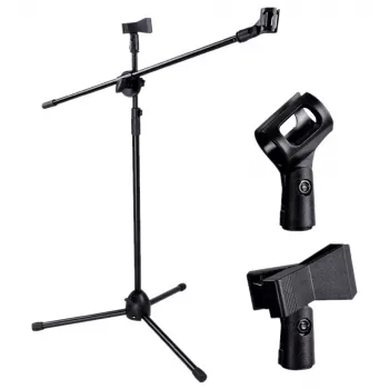 MOZOS SM803 mikrofonstativ med bom, 2 hållare, upp till 200 cm, svart