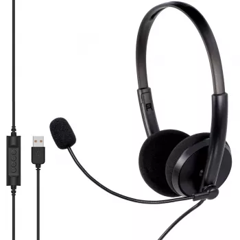 MOZOS MTX1091ECO sladdanslutet on-ear-headset med mikrofon USB-A