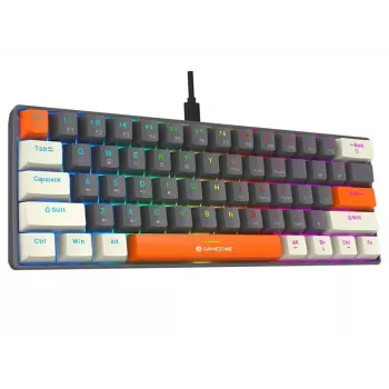 Tracer GameZone Claws 61 sladdanslutet mekaniskt speltangentbord, 60%-layout, blå brytare, RGB-bakgrundsbelysning, grå