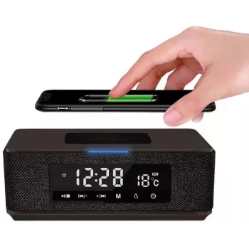 Platinet PMGQ15B - 10W trådlös bärbar stereohögtalare - svart - LCD-display