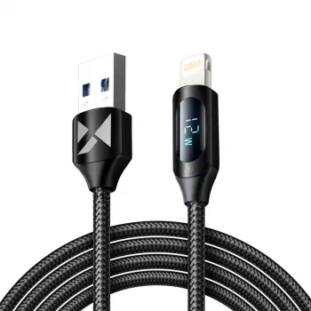 Wozinsky WUALC2 USB-A till Lightning-kabel med LED-indikator, 2,4 A, 2 m, svart