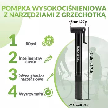 ROCKBROS handhållen cykelpump 42320010001 med skruvmejsel – svart