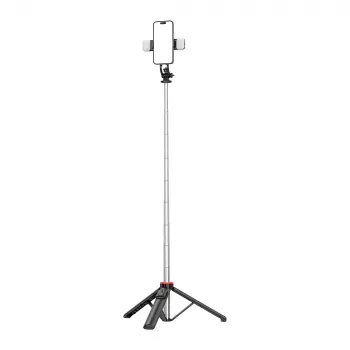 HURTEL selfiepinne WC13YDS teleskopstativ 1,3 m med dubbelt LED-ljus och telefonhållare – svart