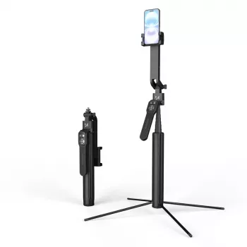 Premium selfiepinne Wozinsky WST-360YS 1,8 m med stativfunktion, automatiskt 360° AI-ansiktsspårning, geststyrning – svart