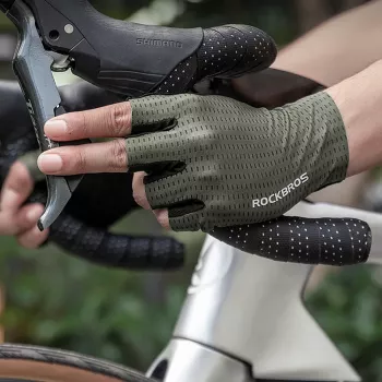 ROCKBROS Andningsbara kortfingercykelhandskar, storlek M, grön