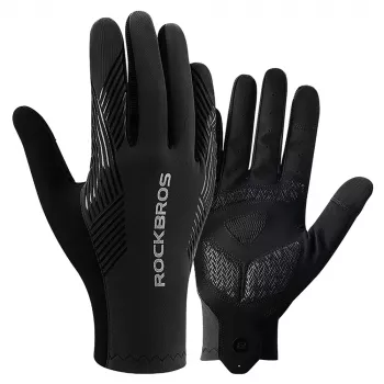 ROCKBROS Full Finger Cycling Gloves vår/sommar/höst, storlek XL, svart