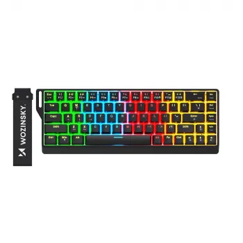 Wozinsky WKGP-1165 mekaniskt gamingtangentbord, RGB-bakgrundsbelysning, svart, Outemu Blue-brytare, fullstorlek, kabelansluten USB