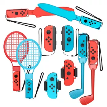 Nintendo Switch Sports 10-i-1 tillbehörssats för familjen – rött och blått set