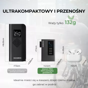 ROCKBROS AS240 PRO trådlös luftpump, 120 PSI kompressor, 420 mAh, svart