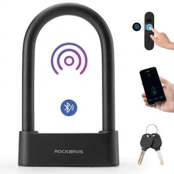 Rockbros SMART fingeravtrycks- och Bluetooth-cykellås 100 cm svart