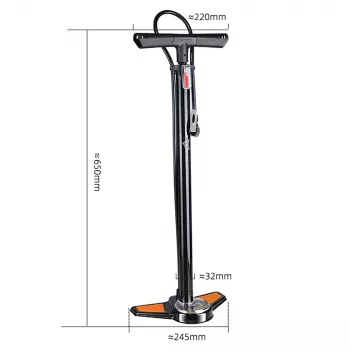 ROCKBROS golvpump GP6532B med manometer – svart/orange